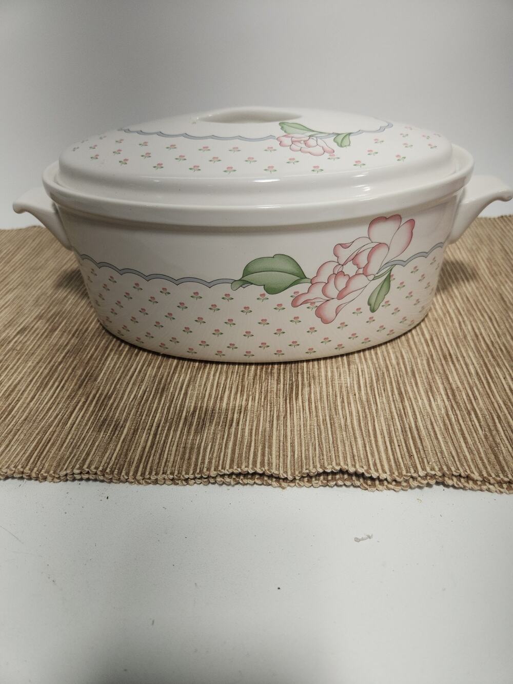 SANGO #243793 ROSE CHINTZ 3 Quart Oval Covered Casserole